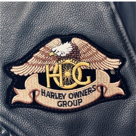 Unik Black Leather Vest with Lace-Up Sides, Braided Leather, HOG Patches LARGE - Picture 5 of 15